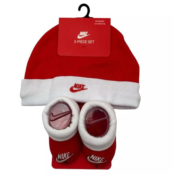 Nike Baby Boy's/Girl's Hat and Booties 2-Piece Set Size 0-6 Months Red/White - Picture 11 of 11